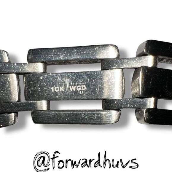 Stainless Steel Men’s 316L Bracelet Marked 10K WGD with 3 Authentic Diamonds - Picture 11 of 14